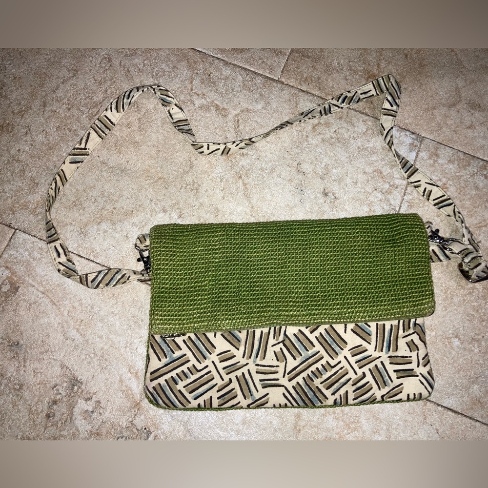 Green Jute Made in India crossbody.